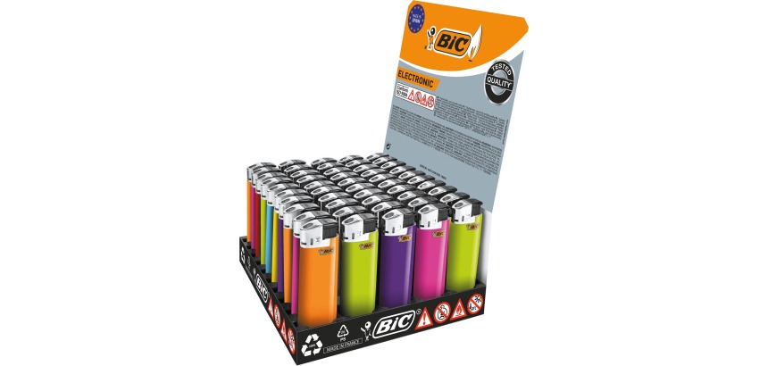 BIC Maxi briquet electronique, présentoir de 50 pièces