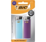 BIC Maxi briquet electronique, couleurs assorties, blister de 2 pièces