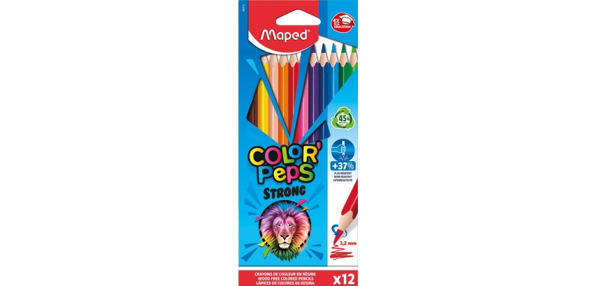 Maped crayon de couleur Color'Peps Strong, 12 crayons en étui cartonné