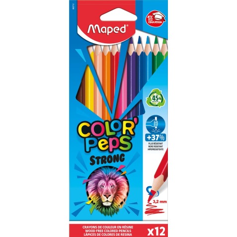 Maped crayon de couleur Color'Peps Strong, 12 crayons en étui cartonné