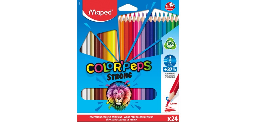 Maped kleurpotlood Color'Peps Strong, 24 potloden in een kartonnen etui
