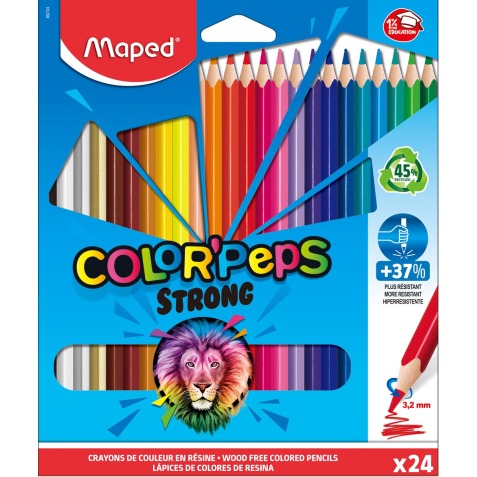 Maped crayon de couleur Color'Peps Strong, 24 crayons en étui cartonné