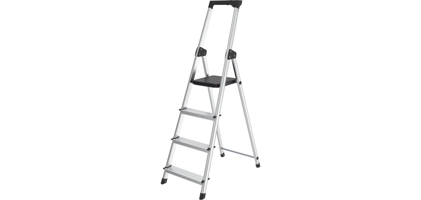 Brasq step ladder SL400, aluminum, silver, 4 steps