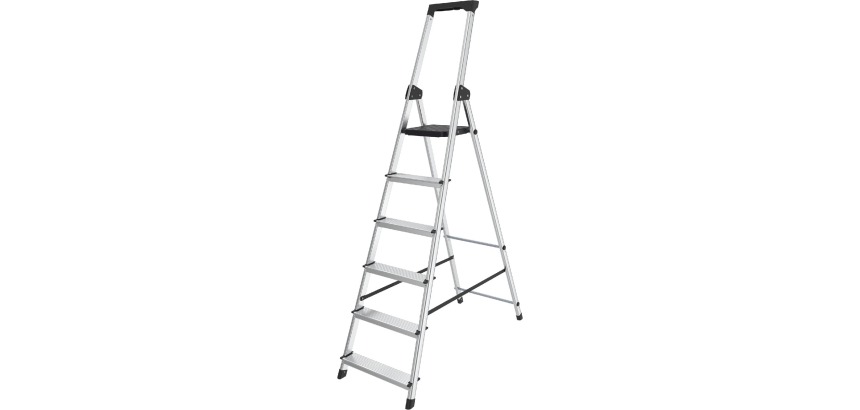 Brasq stepladder SL600, aluminum, silver, 6 steps
