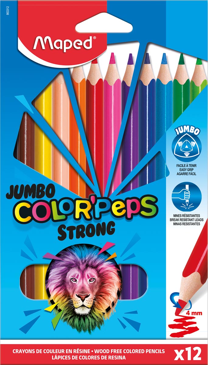 Color'Peps Jumbo, crayons de couleur bois FSC – Dès 2 ans – Maped