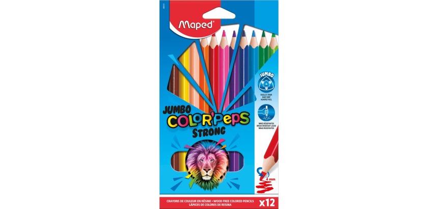 Maped kleurpotlood Color'Peps Jumbo Strong, 12 potloden in een kartonnen etui