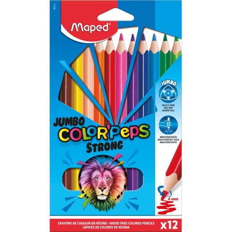 Maped kleurpotlood Color'Peps Jumbo Strong, 12 potloden in een kartonnen etui