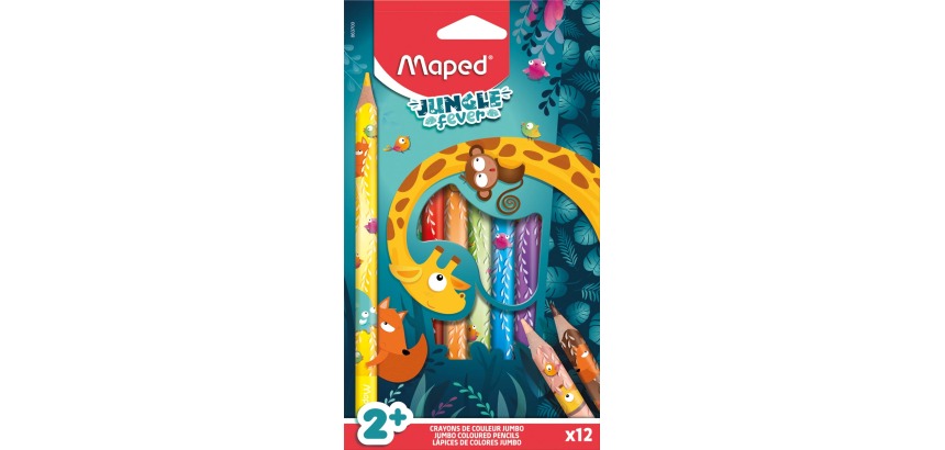 Kleurpotlood Maped Jungle Fever jumbo set à 12 kleuren