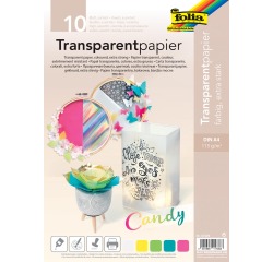 Folia transparent papier, 115 g, ft 21 x 29,7 cm, A4, couleurs assorties, paquet de 10 feuilles