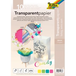 Folia transparent papier, 115 g, ft 21 x 29,7 cm, A4, couleurs assorties, paquet de 10 feuilles