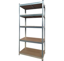 Brasq étagère, ft 180 x 90 x 40, 5 tablettes, argent