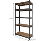 BRASQ Shelving 5 shelves 90x40x180cm SU175 max 875kg black