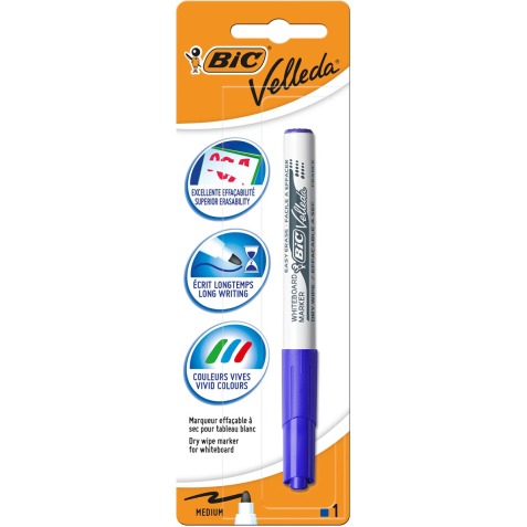 Bic Velleda whiteboardmarker 1741, blauw, op blister