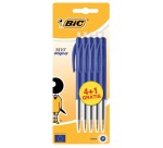 BIC Kugelschreiber M10 Clic Strichstärke 0,4 mm, mittlere Spitze, blau, Blister 4 + 1 gratis