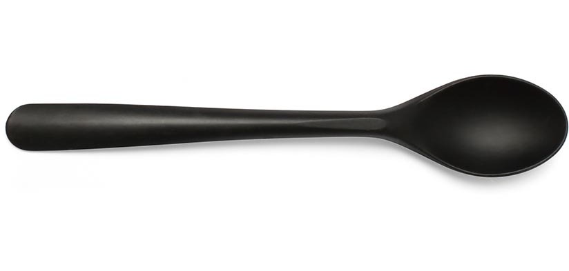 Folia dessert spoon, reusable, in CPLA, 14.5 cm, black, pack of 50 pieces
