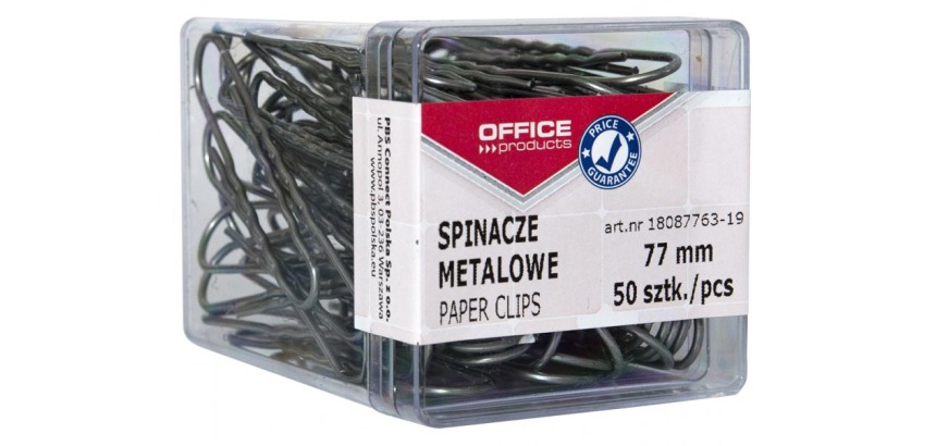 OFFICE products all-purpose clips, 77 mm, metal, box of 50 pieces