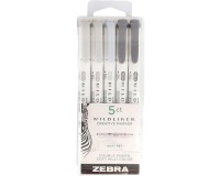 ZEBRA MILDLINER surligneur, à deux pointes, Grey set, étui de 5 pièces, gris