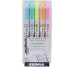 ZEBRA MILDLINER markeerstift, dubbele punt, Fluor, etui van 5 stuks, in geassorteerde kleuren