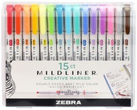 ZEBRA MILDLINER surligneur à deux pointes, étui de 15 pièces, en couleurs assorties
