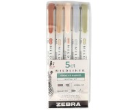 ZEBRA MILDLINER markeerstift, dubbele punt, Neutral, etui van 5 stuks, in geassorteerde kleuren