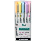 ZEBRA MILDLINER double-ended highlighter, Gentle, set of 5 pieces, in assorted colors
