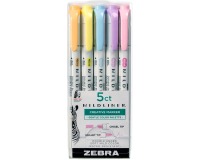 ZEBRA MILDLINER markeerstift, dubbele punt, Gentle, etui van 5 stuks, in geassorteerde kleuren