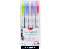 ZEBRA MILDLINER feutre pinceau et fineliner, Cool et Refined, étui de 5 pièces, en couleurs assorties