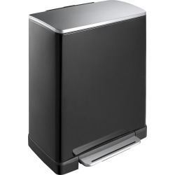 Eko poubelle à pédale e-cube 28 + 18 l, acier inoxydable mat, noir