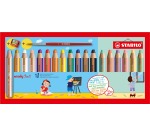 Kleurpotloden STABILO 880 woody 3 in 1 slijper-penseel assorti 18st