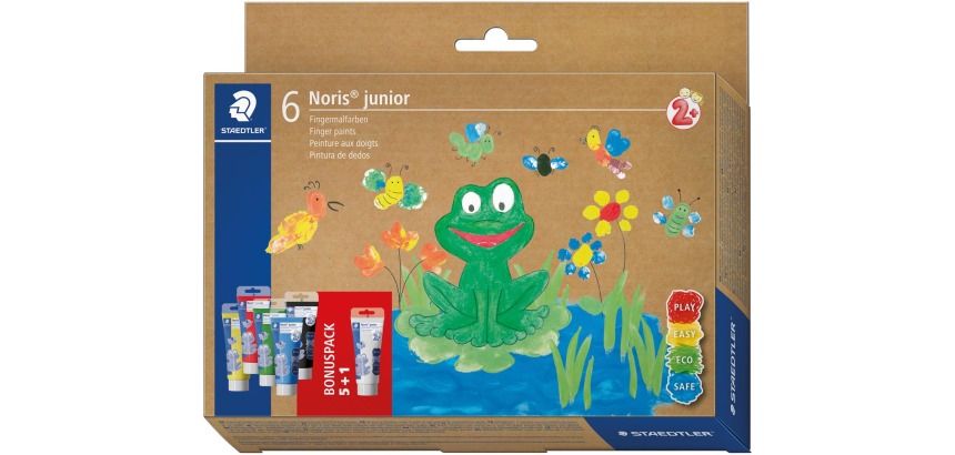 Staedtler Noris Junior vingerverf, assorti, 6 tubes van 75ml