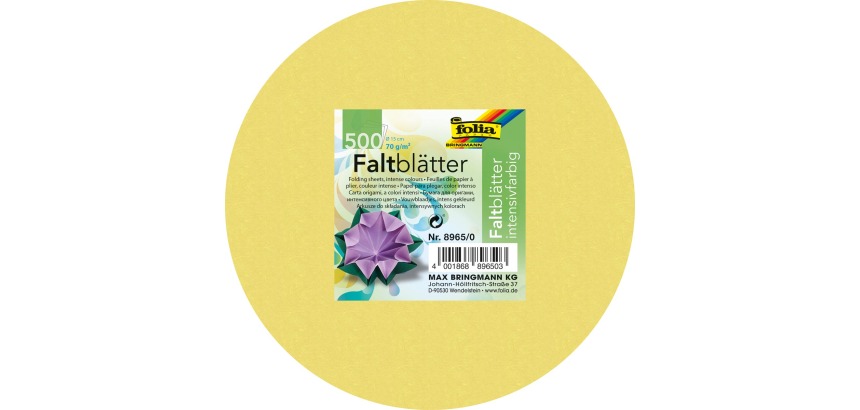 Folia Origami-Papier, Durchmesser 15 cm, Packung mit 500 Blatt