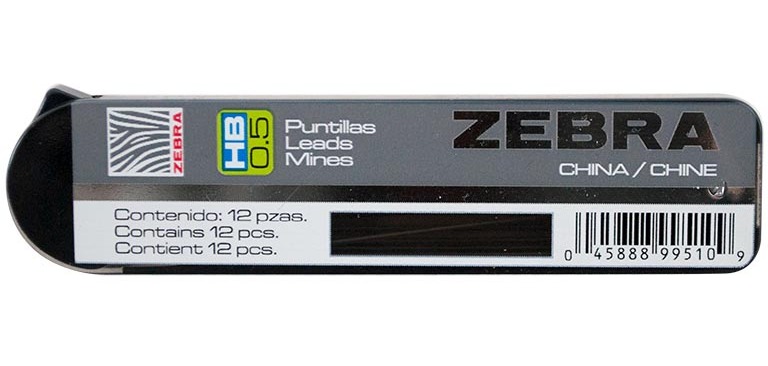 ZEBRA mines, 0.5 mm, HB, pack of 12 pieces