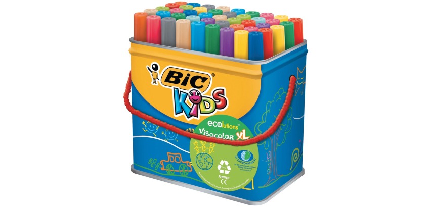Bic Kids viltstift Visacolor XL, metalen doos van 48 stuks