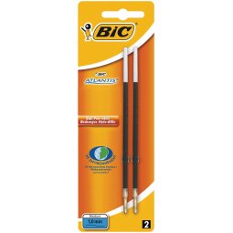 Bic recharges pour stylo bille Atlantis bleu, largeur de trait 1 mm, blister de 2 pièces