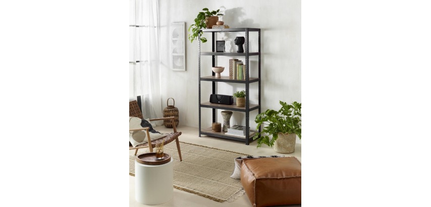 Avasco Home Maxi Shelf, ft 176 x 90 x 45 cm, 5 shelves, metal, black