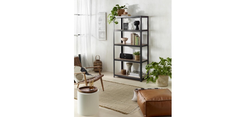 Avasco étagère Home Maxi, ft 176 x 90 x 45 cm, 5 tablettes, en métal, noir