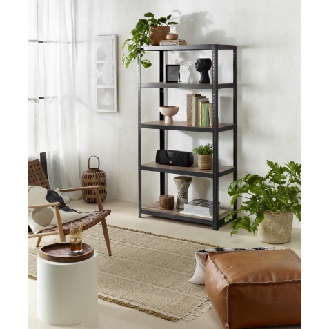 Avasco rek Home Maxi, ft 176 x 90 x 45 cm, 5 legplanken, uit metaal, zwart