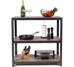 Avasco étagère Home Table, ft 88 x 90 x 45 cm, 3 tablettes, en métal, noir