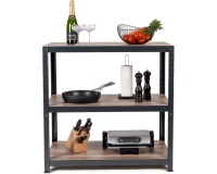 Avasco rek Home Table, ft 88 x 90 x 45 cm, 3 legplanken, uit metaal, zwart