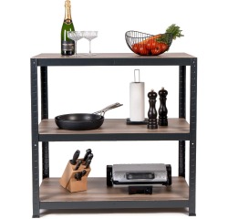 Avasco rek Home Table, ft 88 x 90 x 45 cm, 3 legplanken, uit metaal, zwart