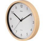 MAUL wall clock Grain, quartz, 31 cm diameter, plastic frame, light wood
