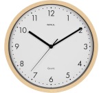 MAUL wall clock Grain, quartz, 31 cm diameter, plastic frame, light wood
