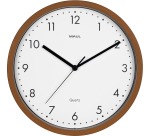 MAUL horloge murale Grain, quartz, diamètre 31 cm, cadre en plastique, bois foncé