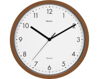 MAUL wall clock Grain, quartz, diameter 31 cm, plastic frame, dark wood