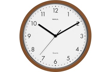 MAUL wall clock Grain, quartz, diameter 31 cm, plastic frame, dark wood