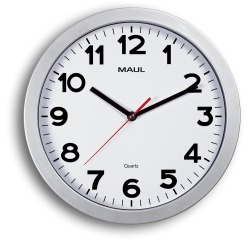 Wanduhr MAULstep Quartz Ø30x5cm Kunststoff Silber/Weiß geräuschlos