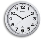 MAULstep horloge murale, radiopilotée, diamètre 35 x 5 cm, cadre en plastique, argent
