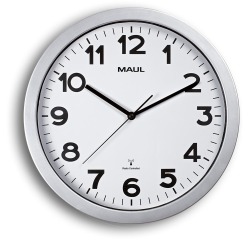 MAULstep wandklok, radiogestuurd, diameter 35 x 5 cm, kunststof kader, zilver