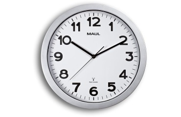 MAULstep horloge murale, radiopilotée, diamètre 35 x 5 cm, cadre en plastique, argent