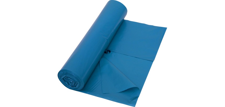 Sac poubelle 42 microns, ft 65 + 50 x 135 cm, 240 litres, bleu, rouleau de 10 pièces